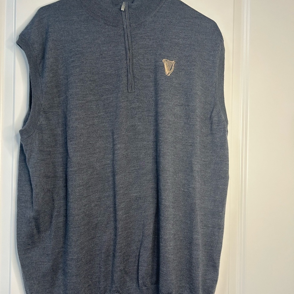 Peter Millar Quarter Zip Guinness Sweater Vest Gray Size XL NWT - Picture 1 of 3